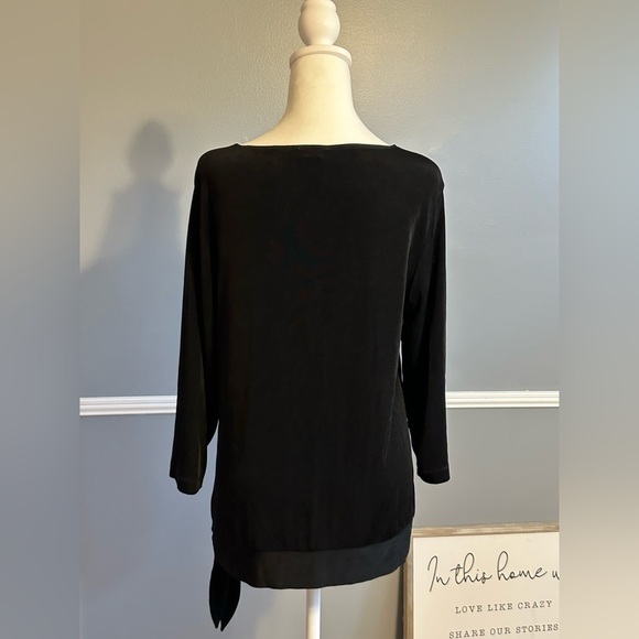 Chico's Travelers Black Blouse Top Shirt with Waist‎ Tie US Size Medium - Picture 3 of 6